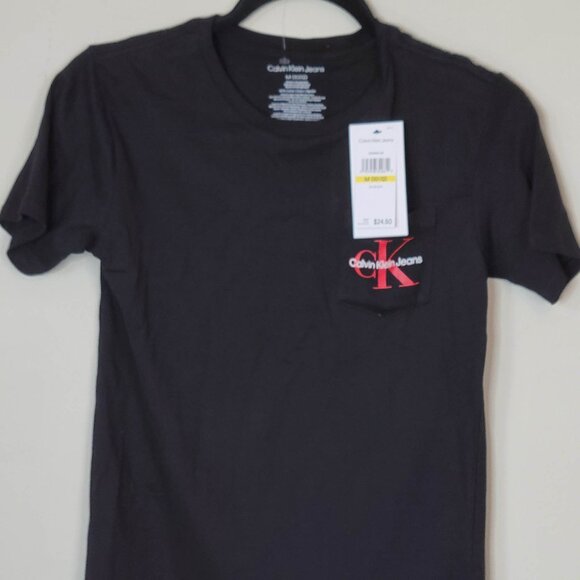 Calvin Klein Boys Black T-Shirt with Red Letter Logo - Classic & Stylish - Picture 6 of 6